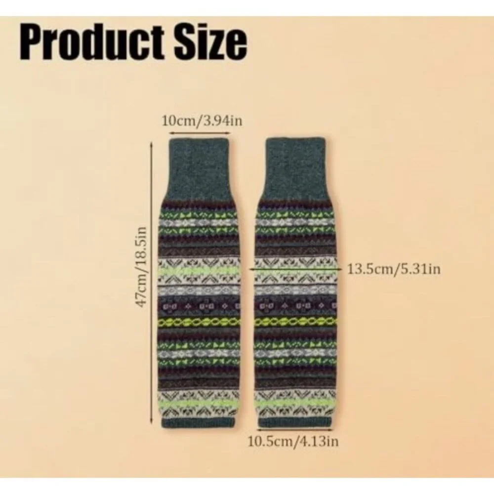 Wool‎ Leg Warmers Winter Striped Boho Long Thigh High Leg Warmers
